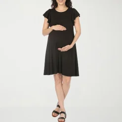 White Mark Maternity Womens Maternity V Neck Short Sleeve A-Line Dress