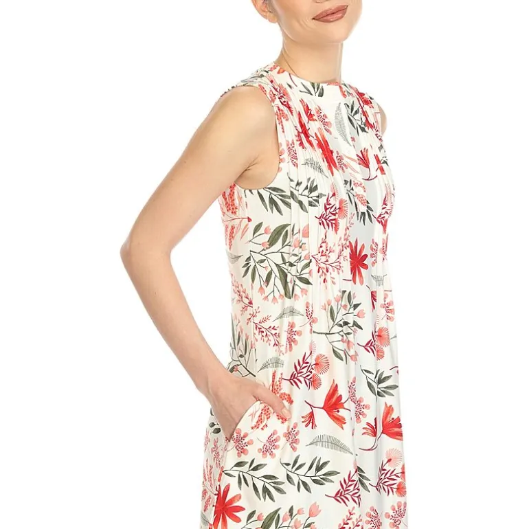 White Mark Maternity Womens Round Neck Sleeveless Tunic Top