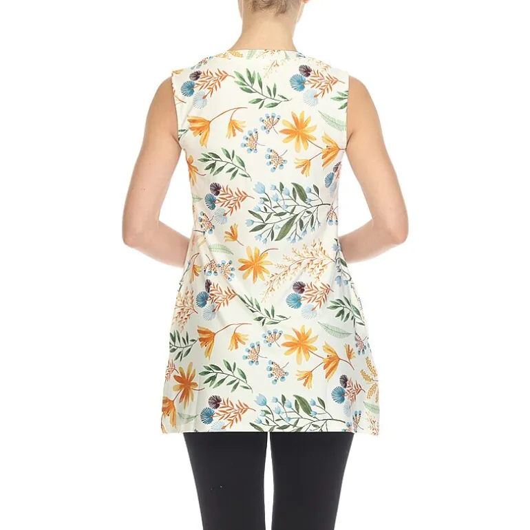 White Mark Maternity Womens Round Neck Sleeveless Tunic Top