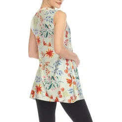 White Mark Maternity Womens Round Neck Sleeveless Tunic Top