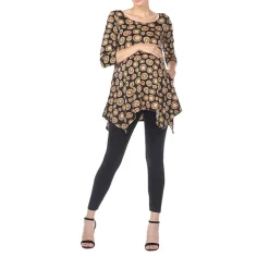 White Mark Maternity Womens Round Neck 3/4 Sleeve Tunic Top