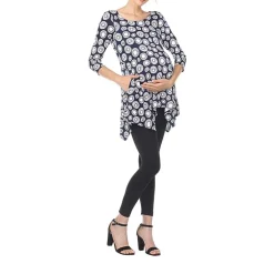 White Mark Maternity Womens Round Neck 3/4 Sleeve Tunic Top