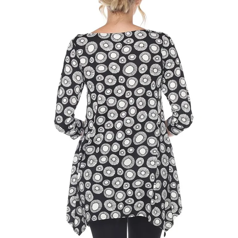 White Mark Maternity Womens Round Neck 3/4 Sleeve Tunic Top