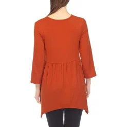 White Mark Maternity Womens V Neck Long Sleeve Tunic Top