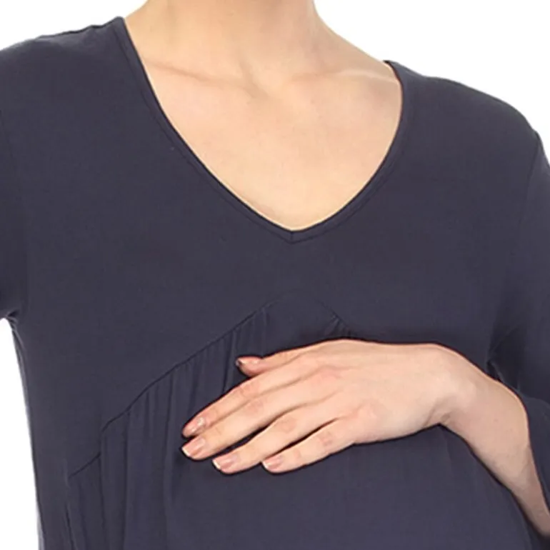 White Mark Maternity Womens V Neck Long Sleeve Tunic Top