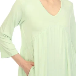 White Mark Maternity Womens V Neck Long Sleeve Tunic Top