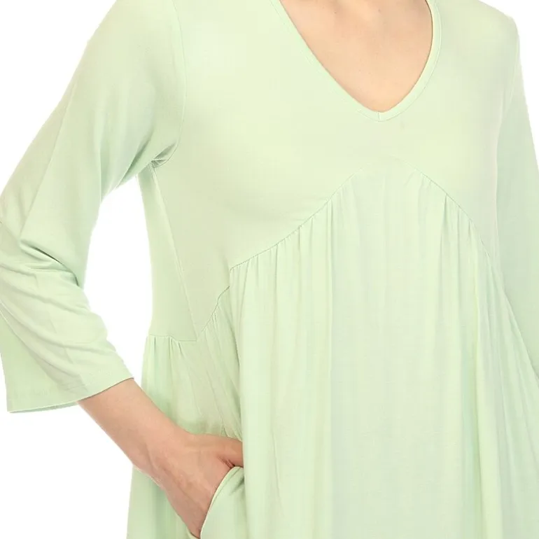 White Mark Maternity Womens V Neck Long Sleeve Tunic Top
