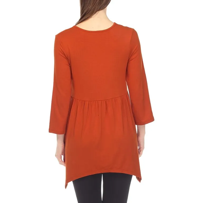White Mark Maternity Womens V Neck Long Sleeve Tunic Top