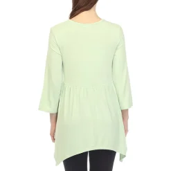 White Mark Maternity Womens V Neck Long Sleeve Tunic Top