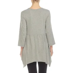 White Mark Maternity Womens V Neck Long Sleeve Tunic Top