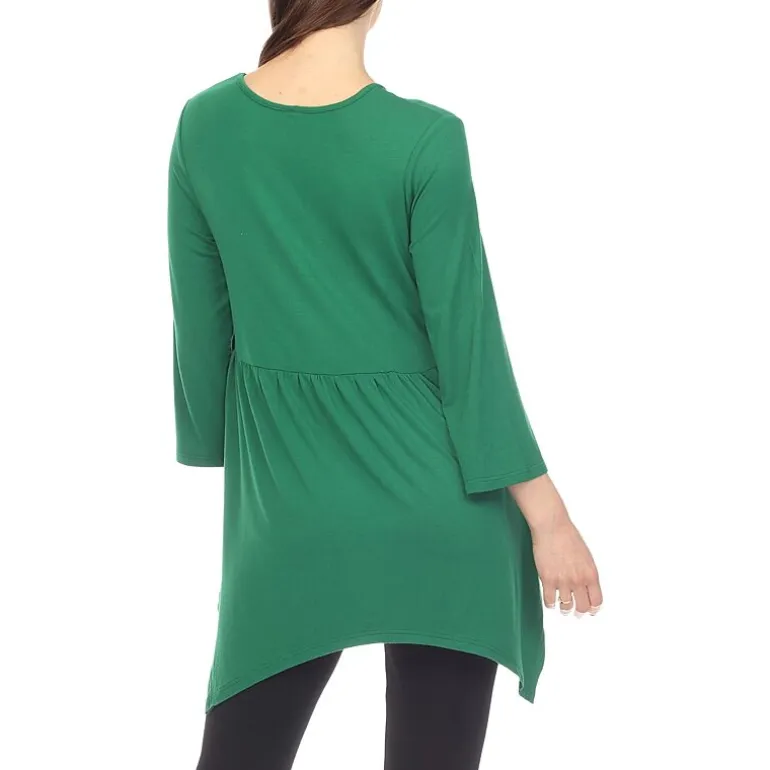 White Mark Maternity Womens V Neck Long Sleeve Tunic Top
