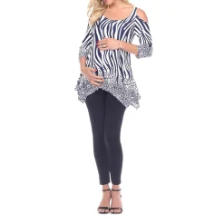White Mark Plus Maternity Womens Scoop Neck 3/4 Sleeve Tunic Top