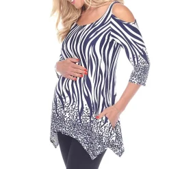 White Mark Plus Maternity Womens Scoop Neck 3/4 Sleeve Tunic Top