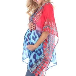 White Mark Plus Maternity Womens V Neck 3/4 Sleeve Tunic Top