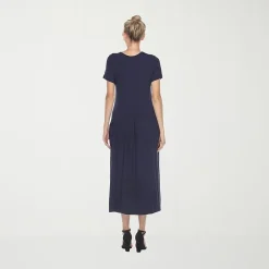White Mark Womens Maternity Crew Neck Short Sleeve Fitted Maxi Dress