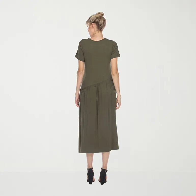 White Mark Womens Maternity Crew Neck Short Sleeve Fitted Maxi Dress