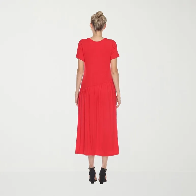 White Mark Womens Maternity Crew Neck Short Sleeve Fitted Maxi Dress