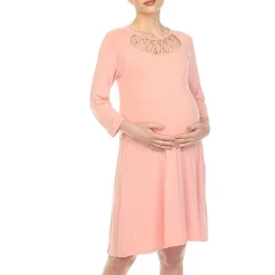 White Mark Womens Maternity 3/4 Sleeve Swing Dresses