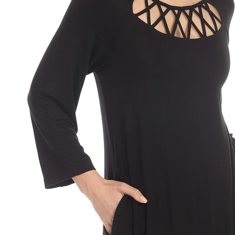 White Mark Womens Maternity 3/4 Sleeve Swing Dresses