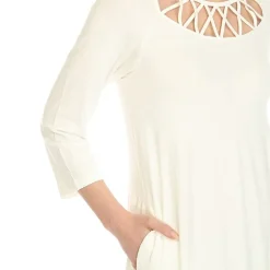 White Mark Womens Maternity 3/4 Sleeve Swing Dresses