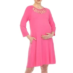 White Mark Womens Maternity 3/4 Sleeve Swing Dresses