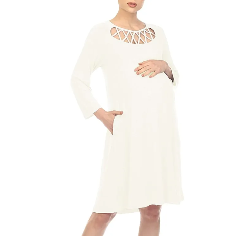 White Mark Womens Maternity 3/4 Sleeve Swing Dresses