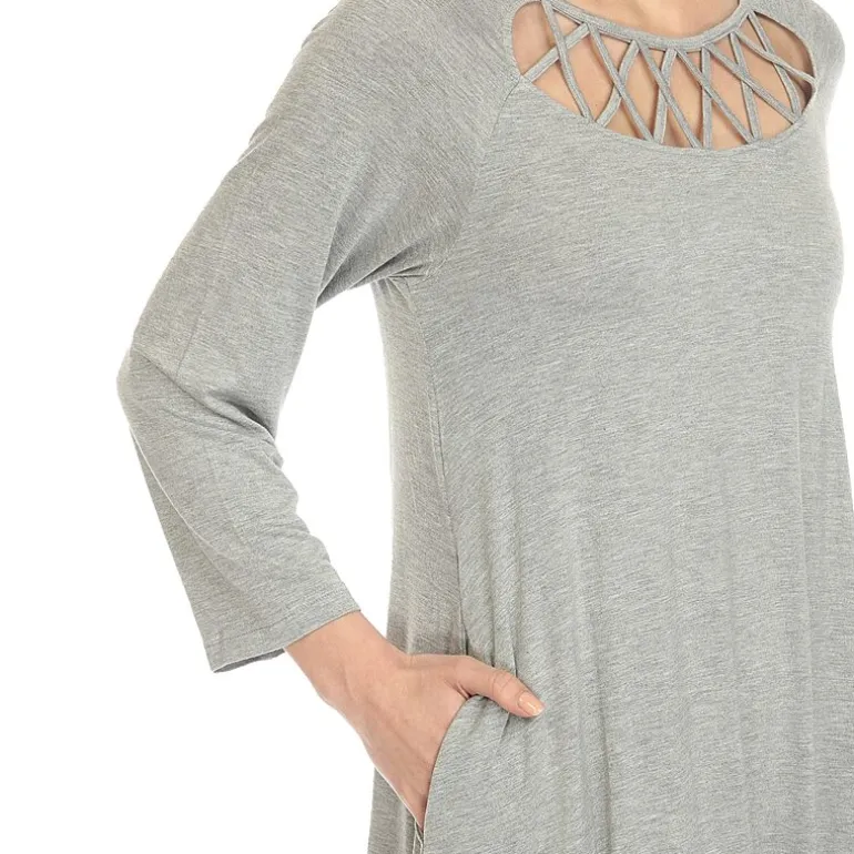 White Mark Womens Maternity 3/4 Sleeve Swing Dresses