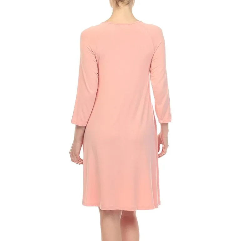 White Mark Womens Maternity 3/4 Sleeve Swing Dresses