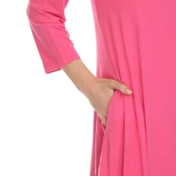 White Mark Womens Maternity 3/4 Sleeve Swing Dresses