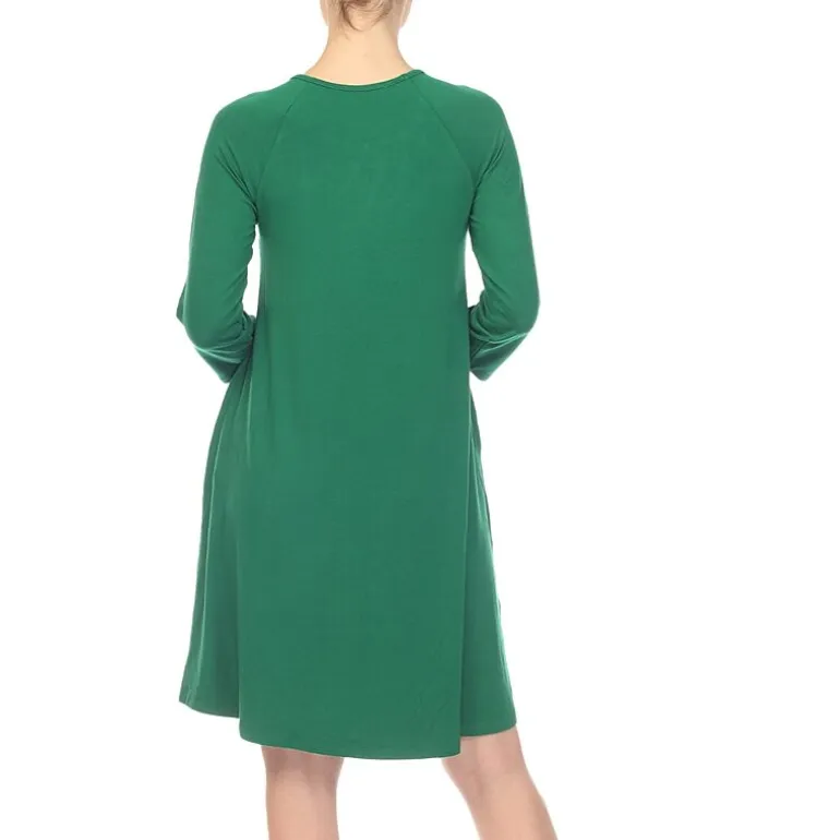 White Mark Womens Maternity 3/4 Sleeve Swing Dresses