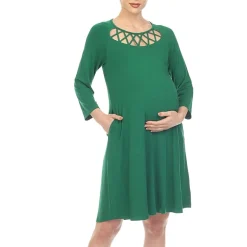 White Mark Womens Maternity 3/4 Sleeve Swing Dresses