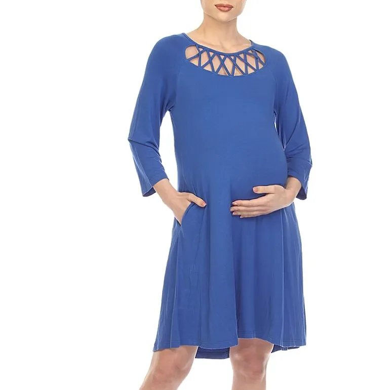 White Mark Womens Maternity 3/4 Sleeve Swing Dresses