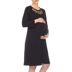White Mark Womens Maternity 3/4 Sleeve Swing Dresses
