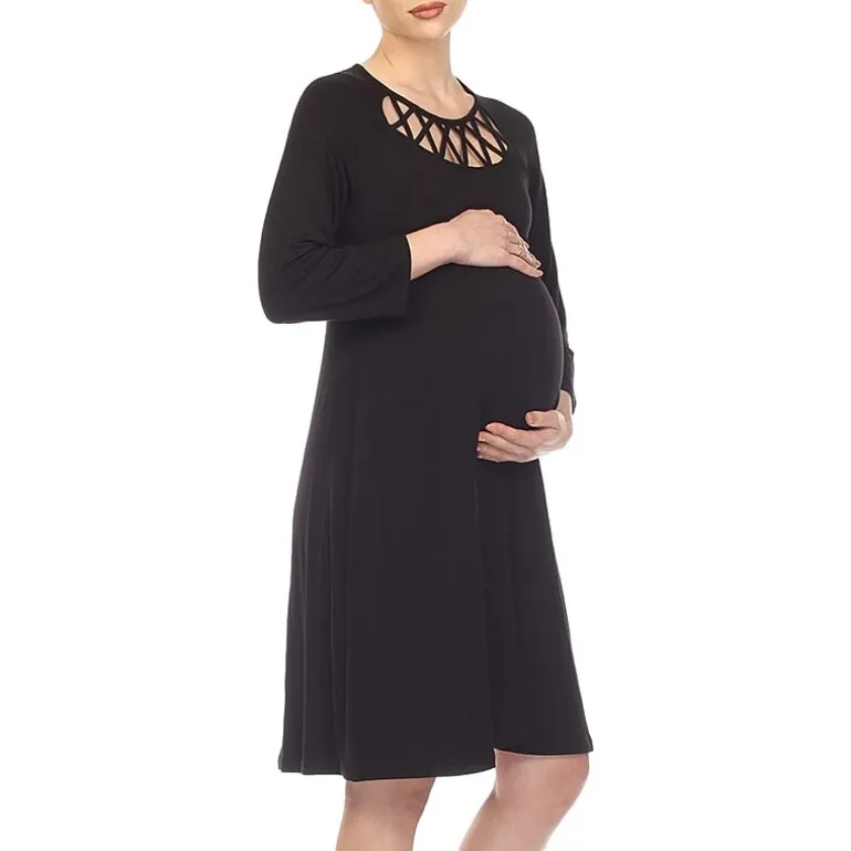 White Mark Womens Maternity 3/4 Sleeve Swing Dresses