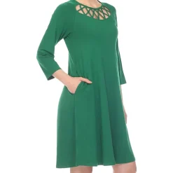 White Mark Womens Maternity 3/4 Sleeve Swing Dresses