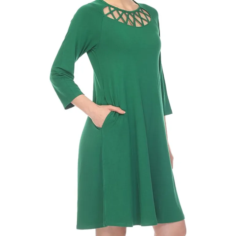 White Mark Womens Maternity 3/4 Sleeve Swing Dresses