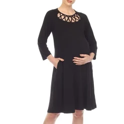 White Mark Womens Maternity 3/4 Sleeve Swing Dresses