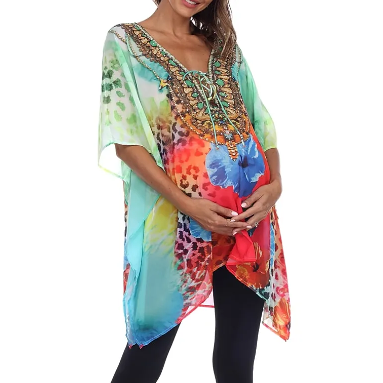 White Mark Womens Maternity 3/4 Sleeve Shirt Dress
