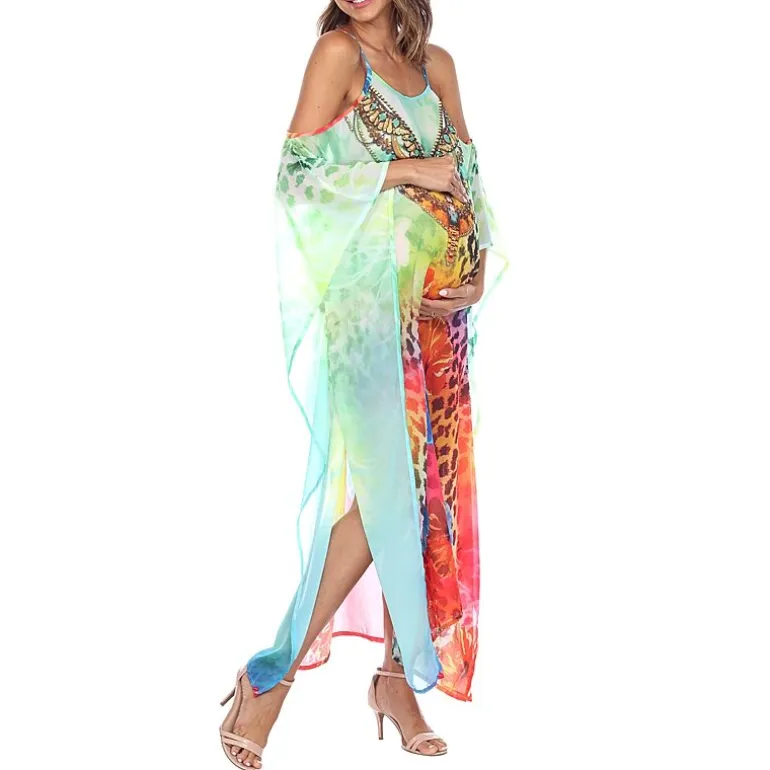 White Mark Womens Maternity Scoop Neck Sleeveless Maxi Dress