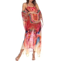 White Mark Womens Maternity Scoop Neck Sleeveless Maxi Dress