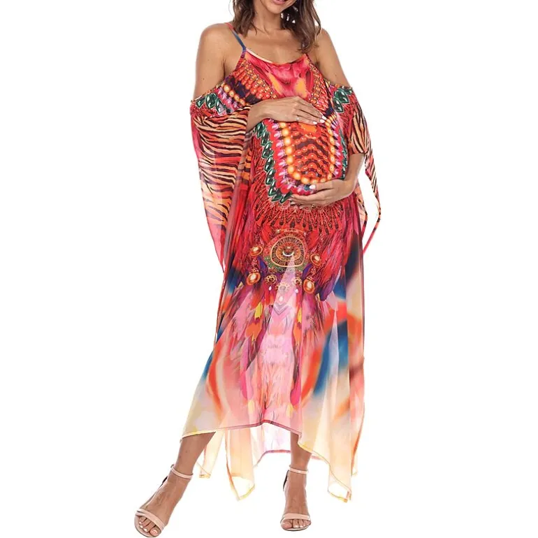 White Mark Womens Maternity Scoop Neck Sleeveless Maxi Dress
