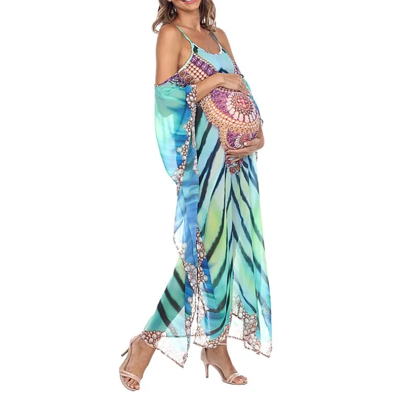 White Mark Womens Maternity Scoop Neck Sleeveless Maxi Dress