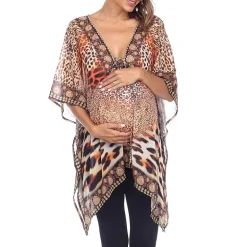 White Mark Womens Maternity 3/4 Sleeve Shirt Dress