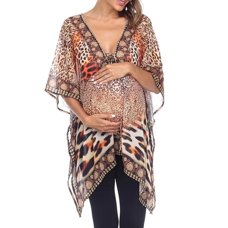 White Mark Womens Maternity 3/4 Sleeve Shirt Dress