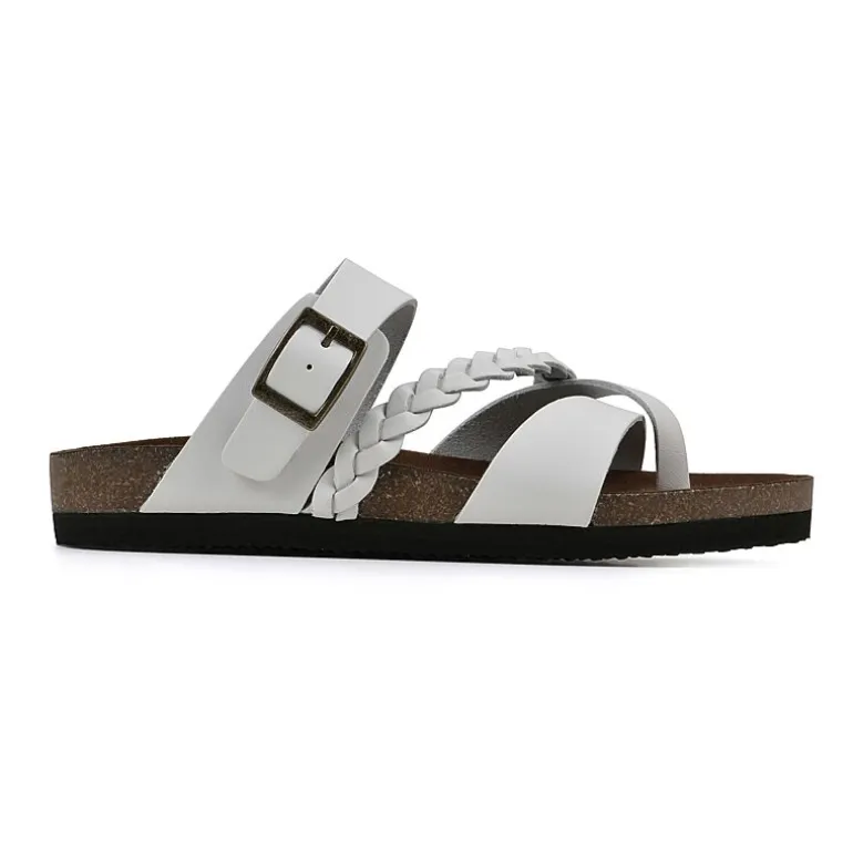 White Mountain Hazy Womens Criss Cross Strap Footbed Sandals