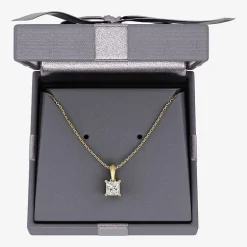 Womens 1 CT. Lab Grown White Diamond 10K Gold 18 Inch Princess Pendant Necklace