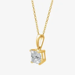 Womens 1 CT. Lab Grown White Diamond 10K Gold 18 Inch Princess Pendant Necklace