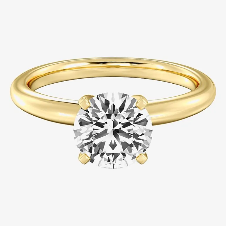 Womens 2 CT. Natural White Diamond 14K Gold Round Solitaire Engagement Ring