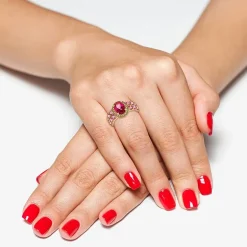 Womens 1/10 CT. T.W. Genuine Pink Topaz 10K Gold Round Cocktail Ring