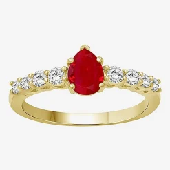 Womens 2 1/2 CT. T.W. Genuine Red Ruby 10K Gold Pear Cocktail Ring